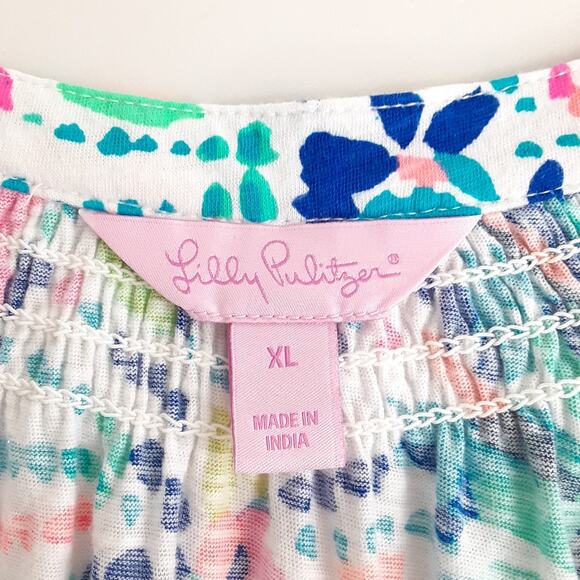 Lilly Pulitzer Essie Top Smocked Tank Top Dive In Multi Womens XL Sleeveless - Picture 4 of 9